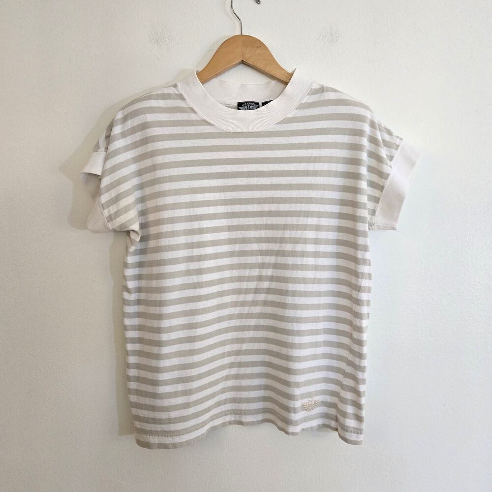Vintage Shoulder Pad T-Shirt Striped Dockers Size L 100% Cotton